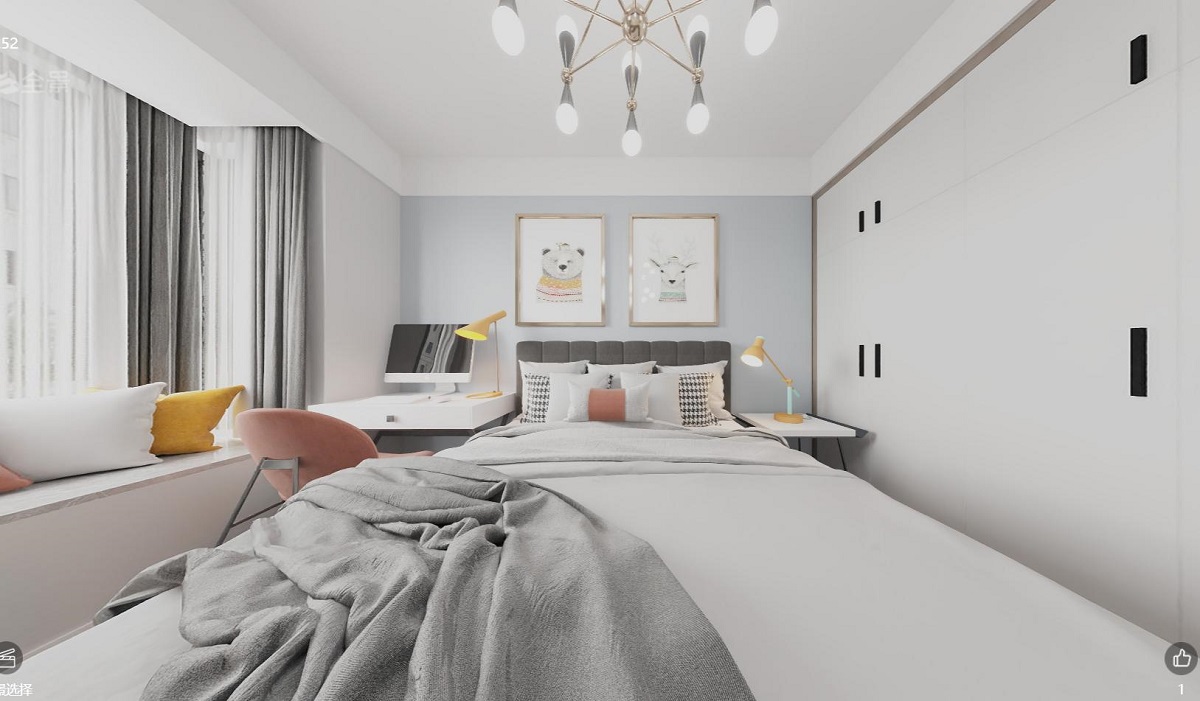 龍湖九里晴川-現(xiàn)代簡約-臥室設計效果圖
